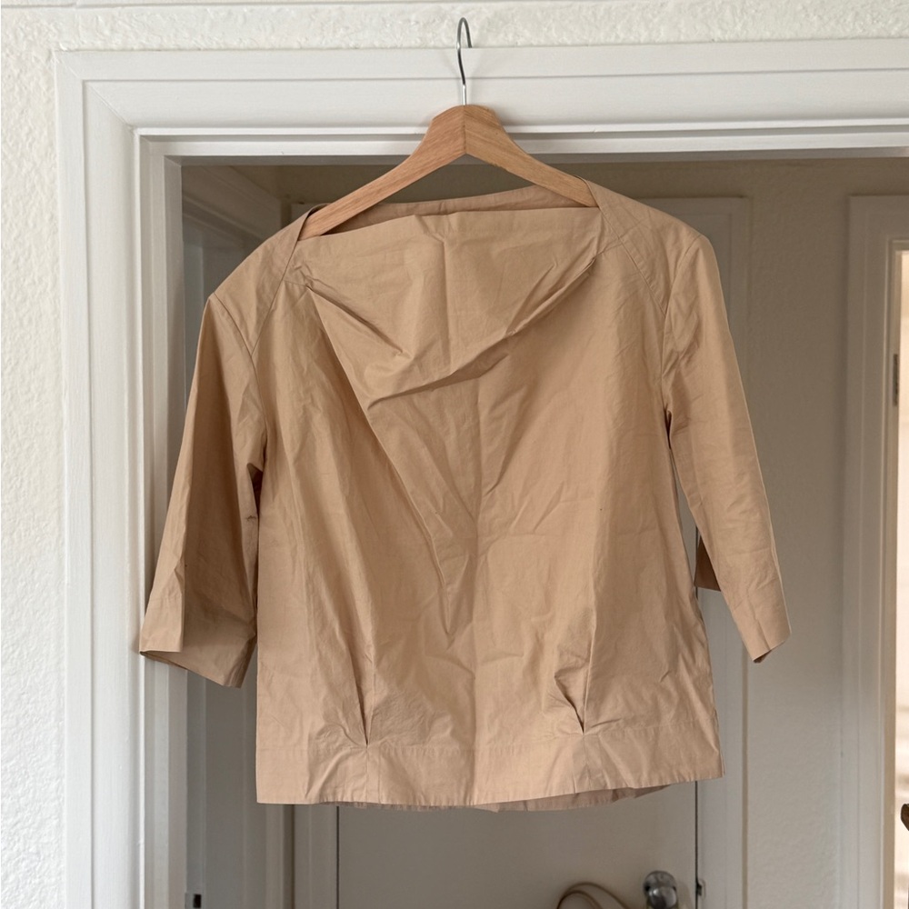 Banana Republic Poplin Beige Boxy Top - 3/4 Sleeve